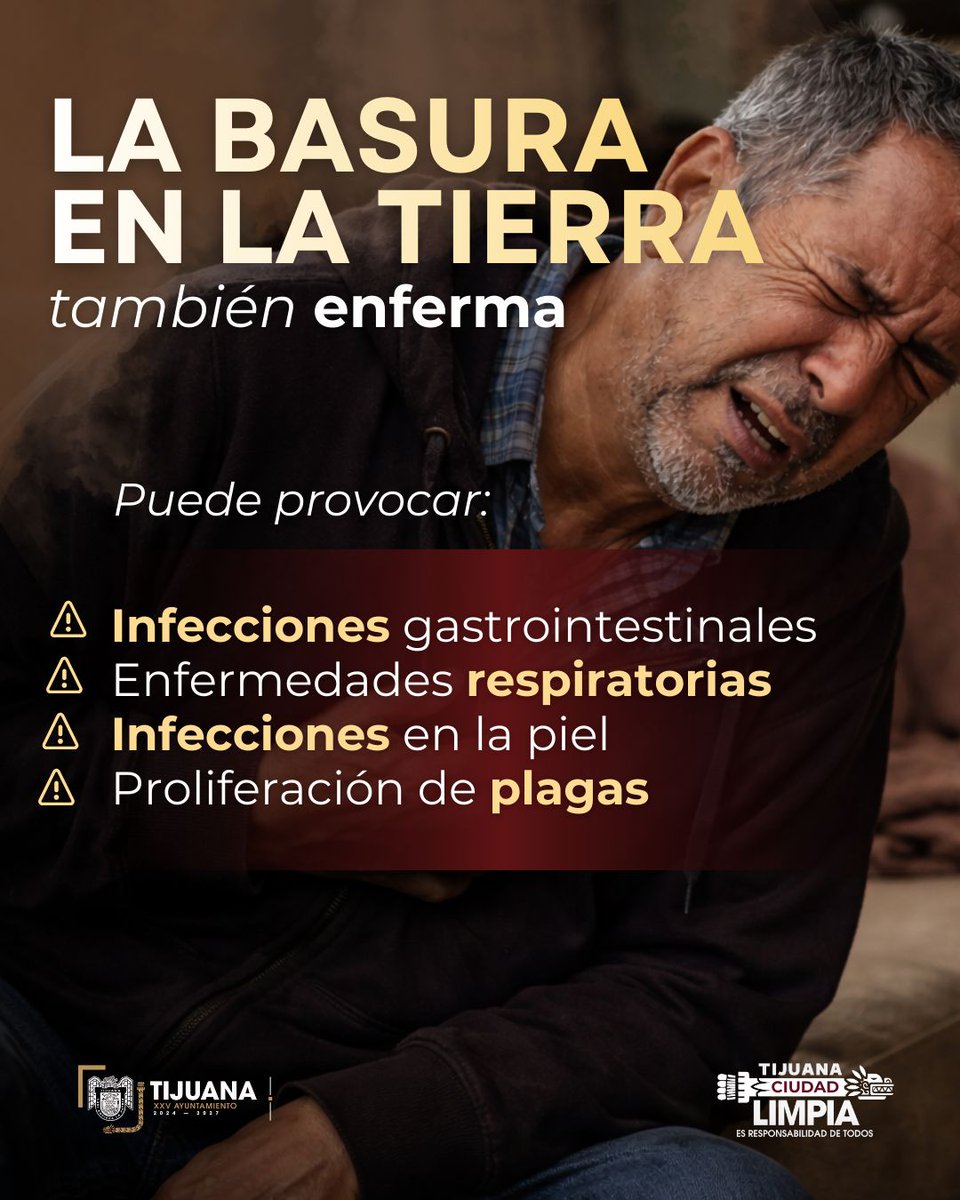 La basura en la tierra también enferma. Los residuos mal manejados pueden provocar:
Infecciones gastrointestinales
Enfermedades respiratorias
Infecciones en la piel
Proliferación de plagas
Mantener limpias calles y lotes protege la salud de todas y todos.