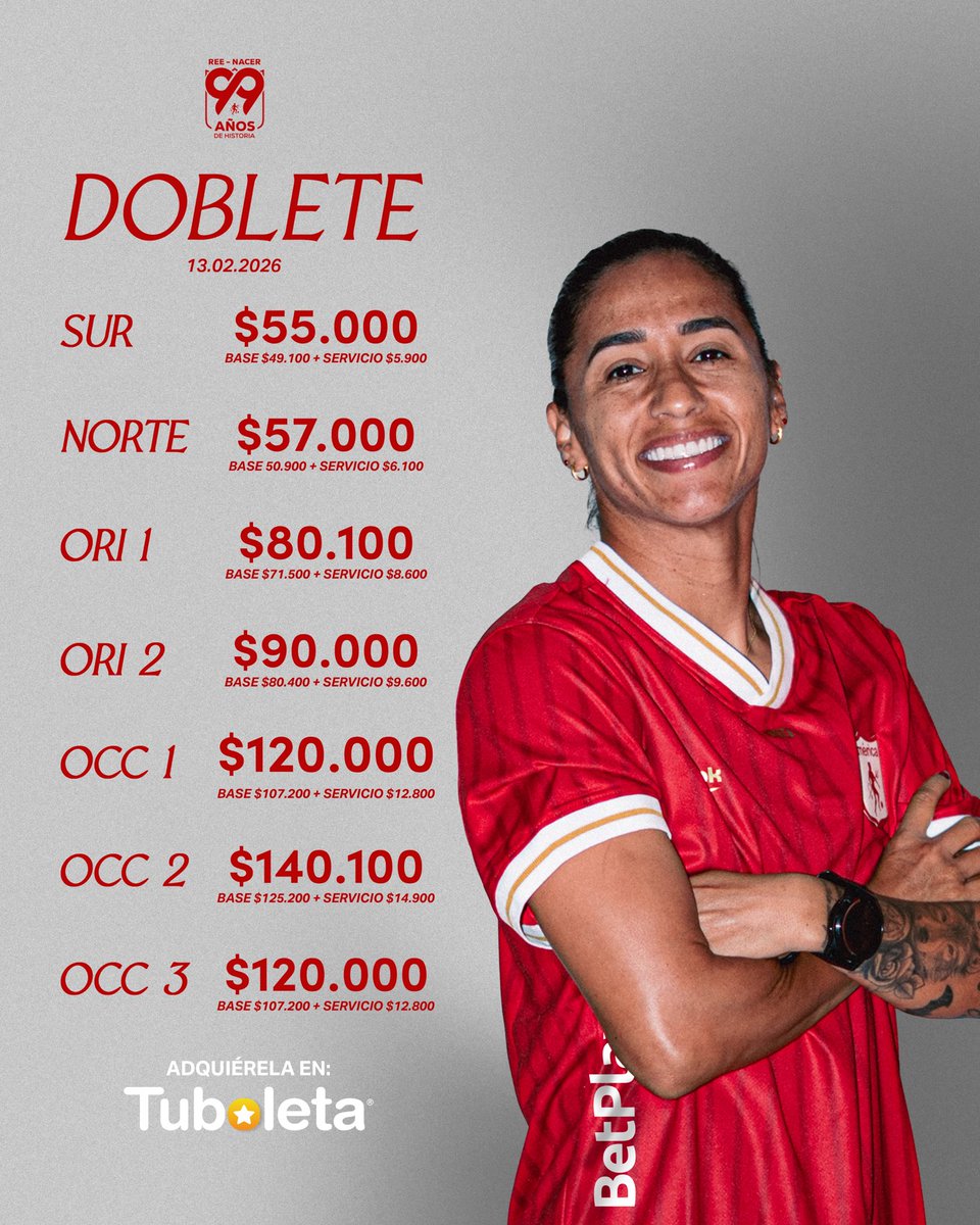 🎈 ¡Nuestros 9️⃣9️⃣ años se celebran en el Pascual y con fútbol por partida doble! El próximo viernes viviremos una verdadera fiesta en las tribunas y no te la puedes perder. ¡Te esperamos en San Fernando! 😍

🎟️ Adquiere tu boleta ya: tuboleta.com/es/eventos/ame…

*Aplican términos y