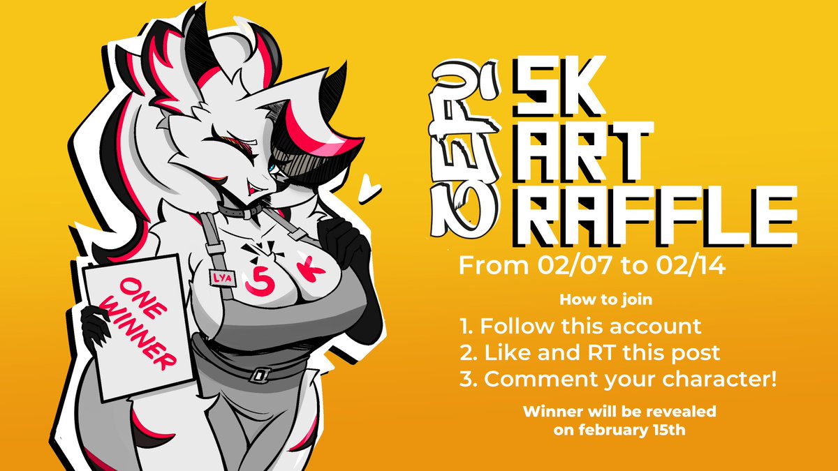 Zefuray's tweet image. IS RAFFLE TIME!

⭐Prize: 1 Fullbody fullcolor illustration

How to enter:
1️⃣ Follow this account
2️⃣ Like and RT this post
3️⃣ Comment your character!

Winner will be revealed this 02/15, Good luck to everyone, and thank you for the 5k! Is a really incredible milestone! 😼🚇♥️