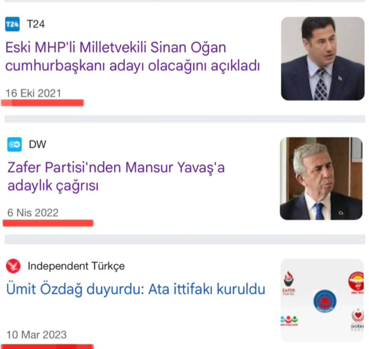 Defalarca Mala anlatır gibi anlattım anlamadılar. Son kez Salağa anlatır gibi anlatıyorum. 

—Sinan Oğan Ata ittifakı kurulmadan önce Bağımsız Cumhurbaşkanı adayıydı. Sinan Oğan Gönüllüleri ile bazı illerde toplantılar bile düzenledi.

—Bu zaman diliminde genel başkanımız Ümit
