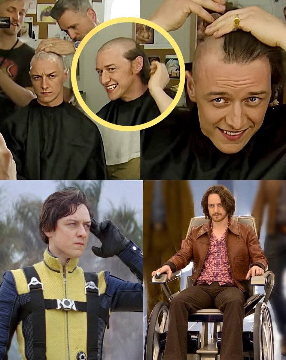 🔎 CURIOSIDADE | Lembrando do dia em que o ator James McAvoy, empolgado por ter sido escalado para o papel do Professor Charles Xavier, decidiu raspar a cabeça imediatamente. Só para descobrir mais tarde que, no filme 'X-MEN: PRIMEIRA CLASSE' (2011) seu personagem estaria em uma