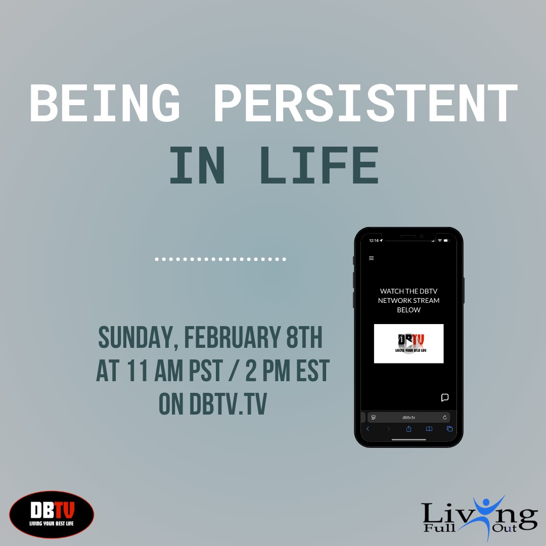 NancySolari's tweet image. Airing Sunday, Feb 8th at 11 AM PST / 2 PM EST on #DBTV, #NancySolari shares the inspiring journey of #LindaSmith. Hear how she kept moving forward despite the obstacles on dbtv.tv #LivingFullOut  #Persistence