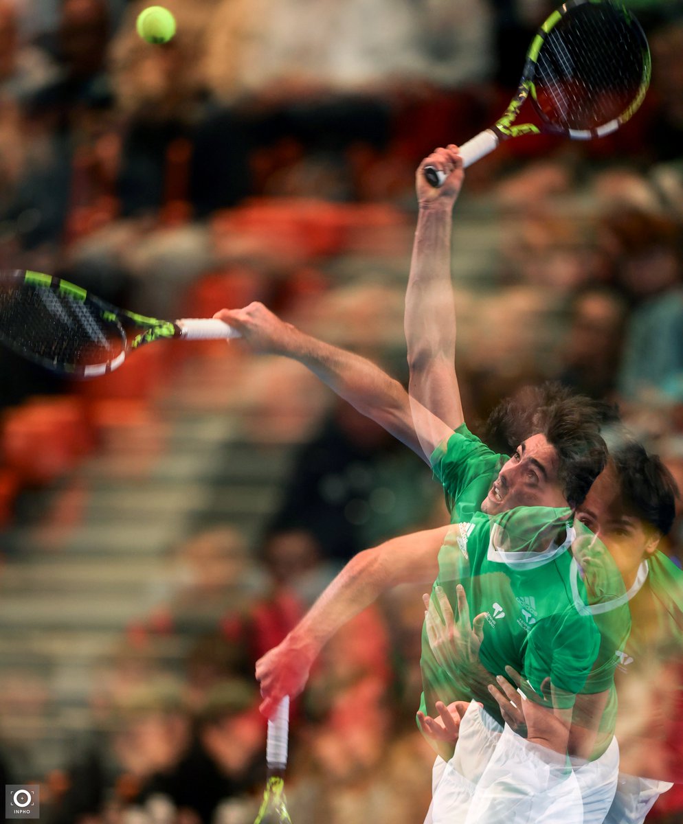 Inphosports's tweet photo. Unbelievable shot of Peter Buldorini from his win at today's 2026 Davis Cup group match versus Syria's Taym Al Azmeh! ☘️
(📸 - @dan_clohessy ) https://t.co/mISjX31CSW
