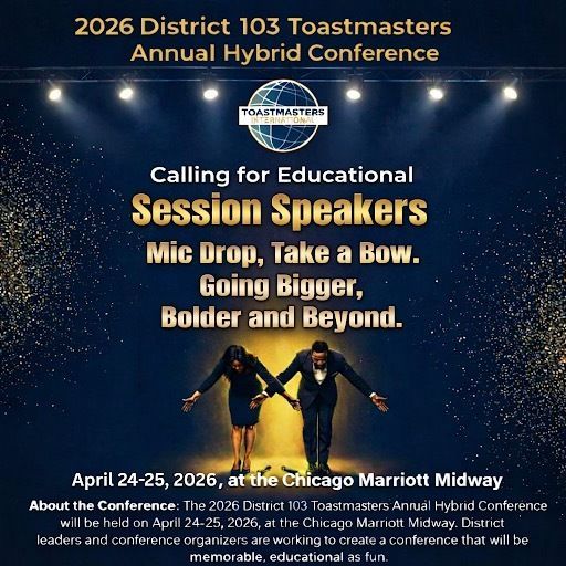 🌟 Call for Speakers – 2026 D103 Conference! 🌟 Inspire, teach &amp; empower in 45-min sessions on leadership, communication, AI &amp; more. Submit by Feb 21 🔗Review the Program and Register: bit.ly/3ZhOVhX