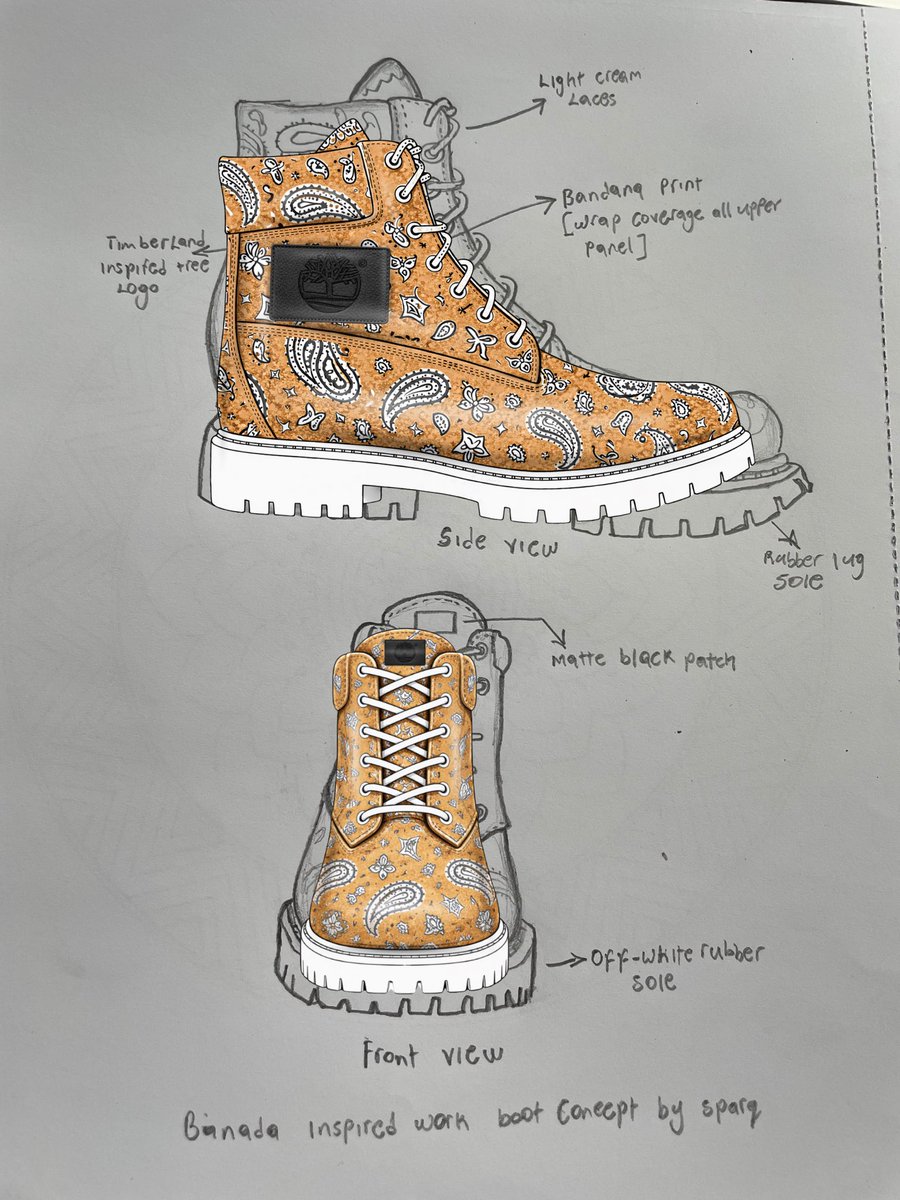 sirmuelsparq's tweet photo. Instead of printing bandana on clothes,
I wrapped it around a work boot.

Would you rock this? https://t.co/ELOi5JvoVB