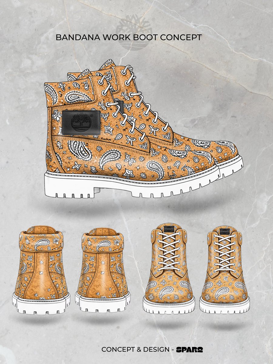 sirmuelsparq's tweet photo. Instead of printing bandana on clothes,
I wrapped it around a work boot.

Would you rock this? https://t.co/ELOi5JvoVB