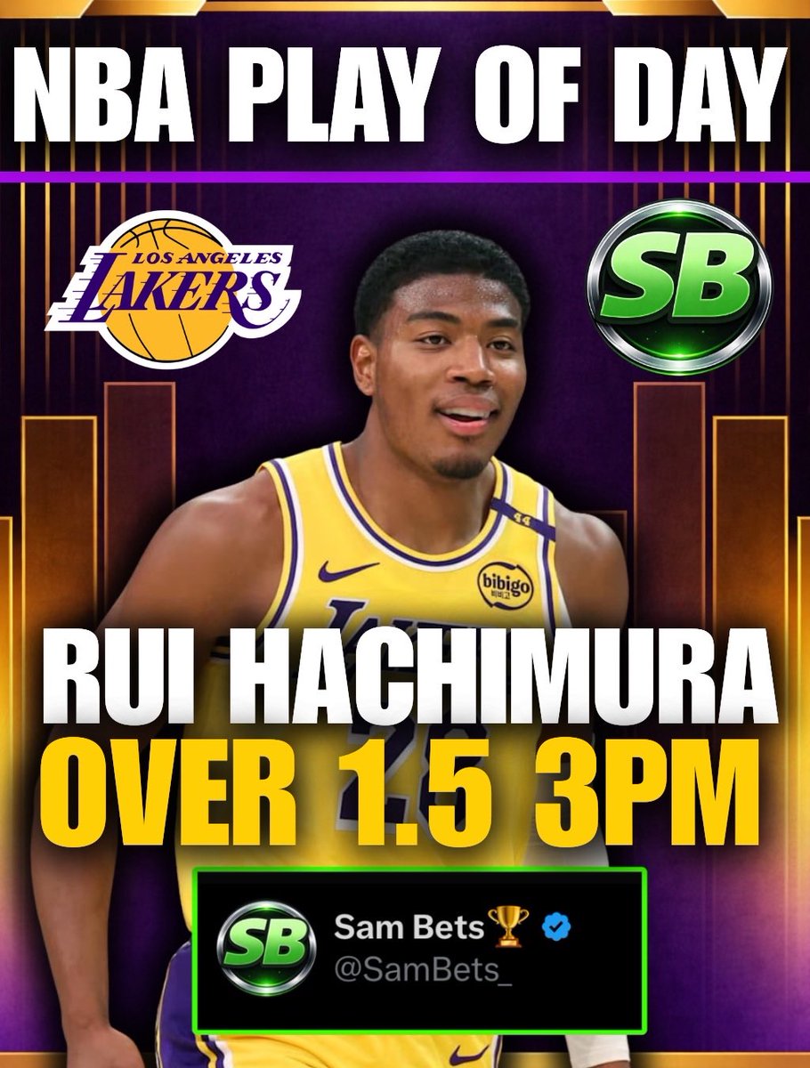 SamBets_'s tweet image. LETS KEEP CASHIN💸😈

🏀NBA PLAY OF THE DAY 2/7

📊Rui Hachimura o1.5 3PM (-122 Onyx) 

⚠️LUKA IS OUT 

🔻Over in L3/4 vs GSW
🔻Over in 25/40 games this year
🔻Over in 20/27 w 28+ min
🔻GSW allow 10th MOST 3PM to PF
🔻GSW allow 8th most ATB 3s
🔻47% of Rui’s shot volume are 3s…