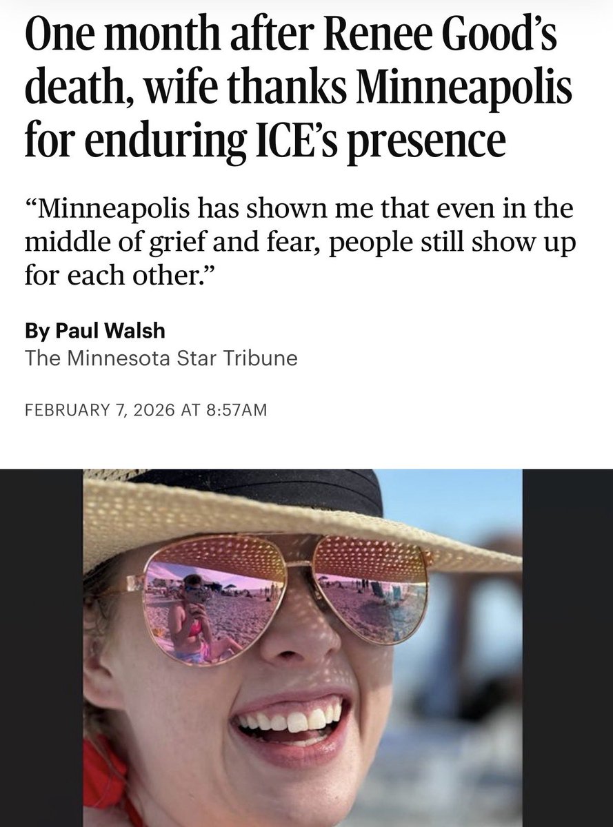 Statement from Becca Good 1/mo after her wife Renee Good was murdered by ICE:

“Thank you to this incredible community for showing up again and again - organizing food and rides, making sure our kids get to school, checking in on neighbors, and standing together in the cold.”