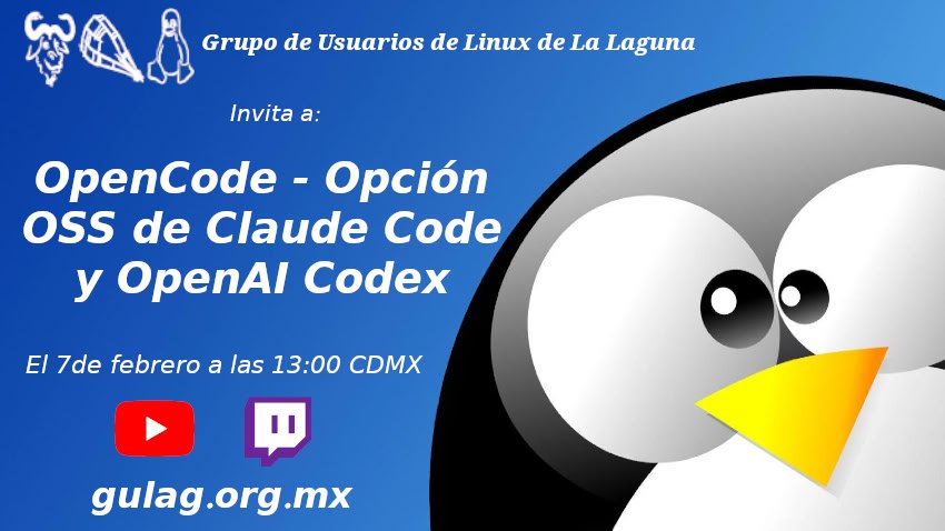 En la reunión de febrero, a las 13:00 del 7 de febrero, Don Aletz nos hablará de "OpenCode - Opción OSS de Claude Code y OpenAI Codex"

#SoftwareLibre #FreeSoftware

youtube.com/watch?v=RpBmu7…