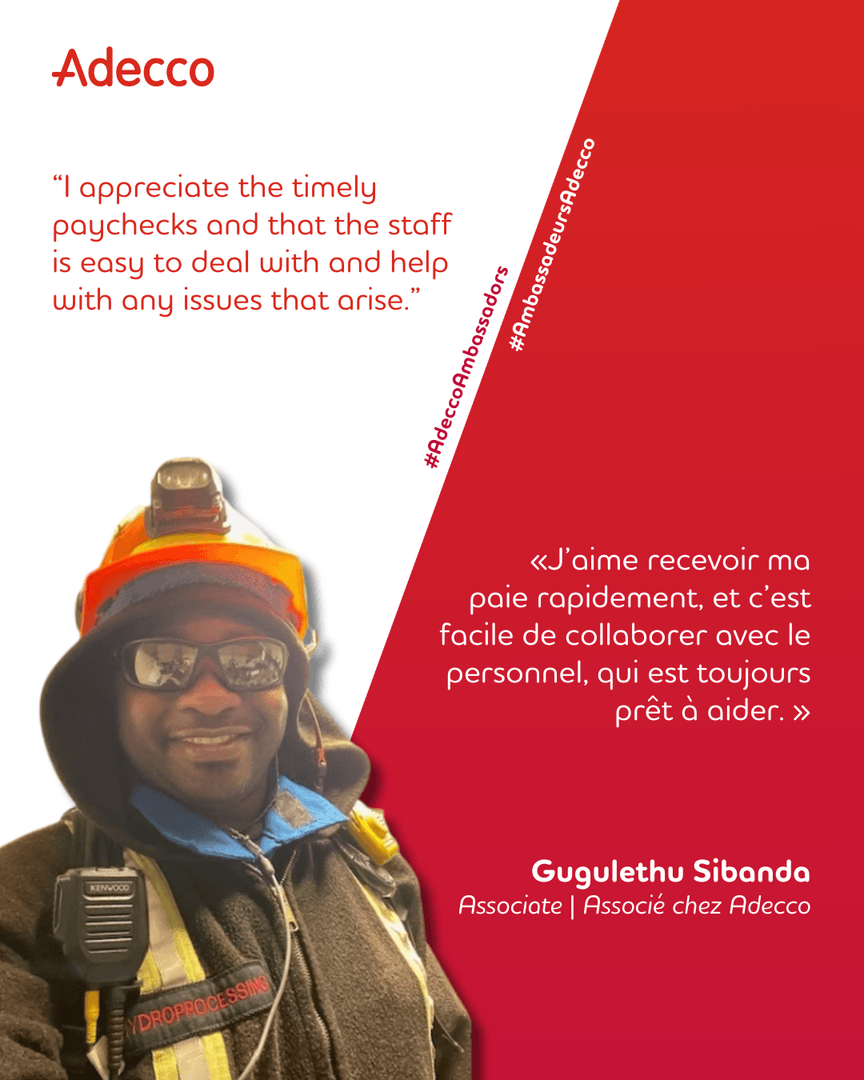 Thank you for sharing your experience! 
We truly appreciate your feedback and are proud to have you as part of the Adecco Canada community. Wishing you continued success in your career!

#AdeccoAmbassadors #LoveWhatYouDo #ShoutOut #TuesdayVibes #Feature