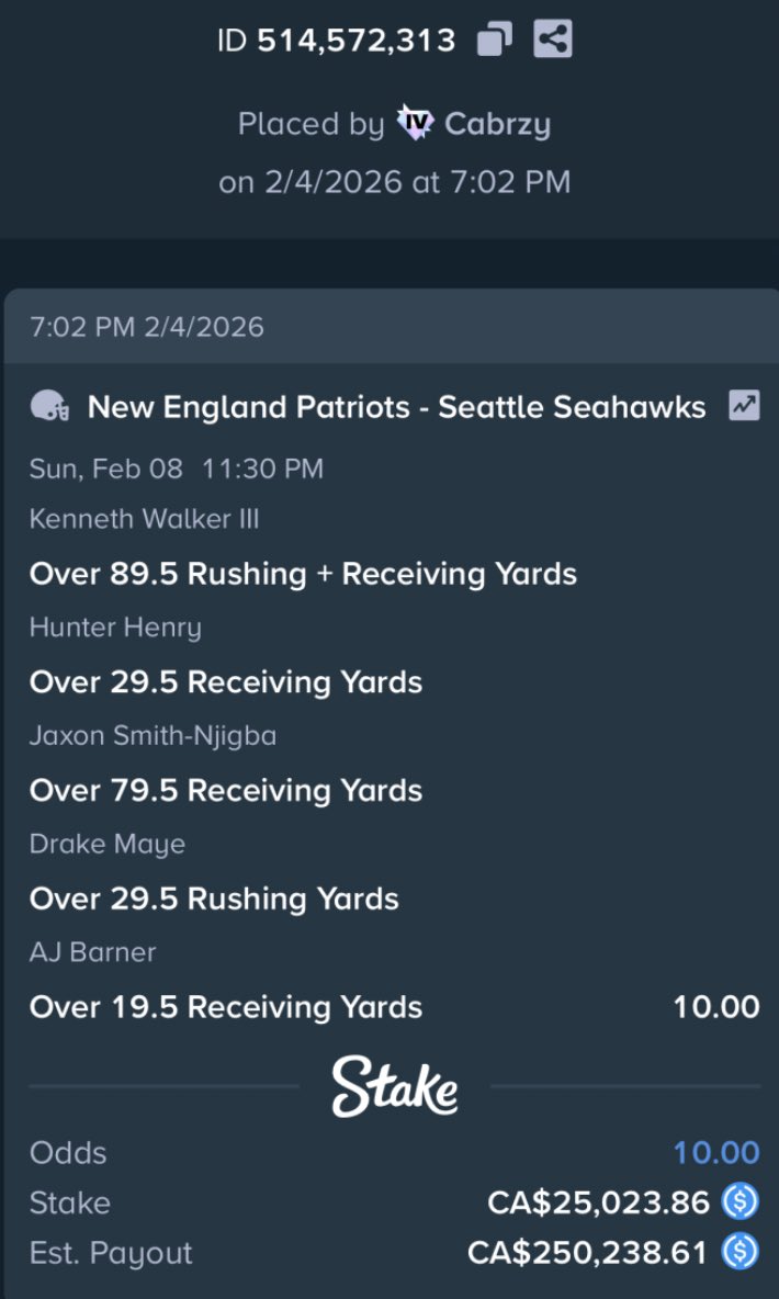 MY LOCK FOR THE SUPERBOWL 🔒 

TIPPING 5 PEOPLE IF THIS HITS 💰

REPLY WITH STAKE USER TO ENTER 🔥 

MUST BE ON CODE CABRZY ✅

#SBLX #SuperBowl