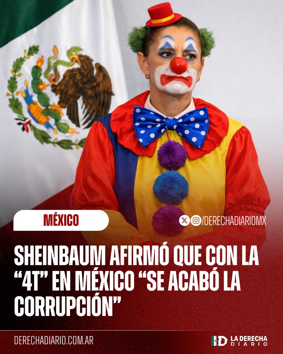 🇲🇽 | TREMENDA CARADURA: La narcoinútil Claudia Sheinbaum se pasó de cómica y afirmó en un mitín partidista que con el narcopartido "la corrupción en México había acabado" desatando la burla y la crítica por su cinismo.