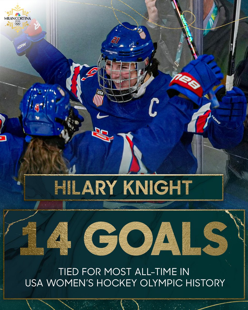 NBCOlympics's tweet image. Hilary Knight has her eye on HISTORY in Milan. 👀

#WinterOlympics