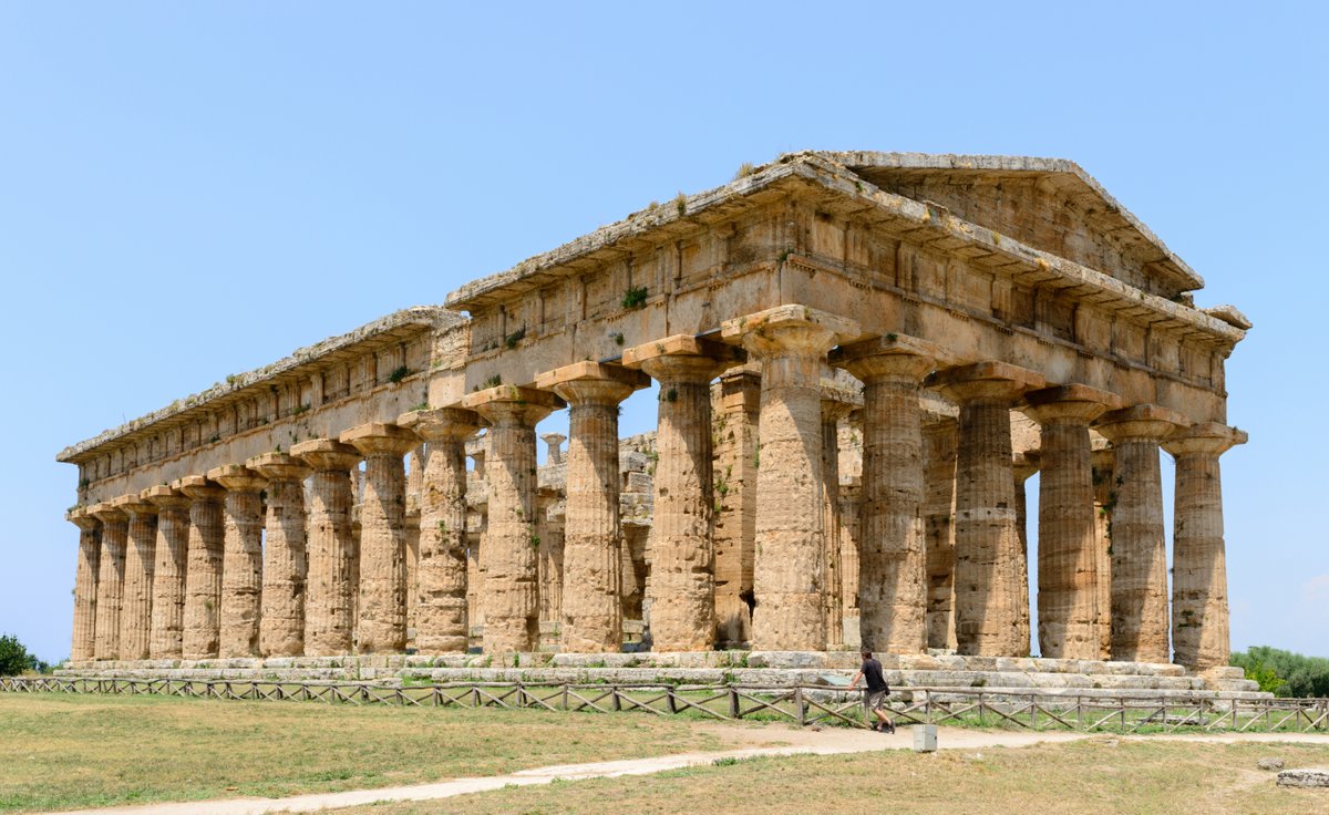 Second temple of Hera, also called Neptun temple or Poseidon temple, Paestum (Poseidonia), Campania, Italy. Photographer &amp; Credit: Norbert Nagel