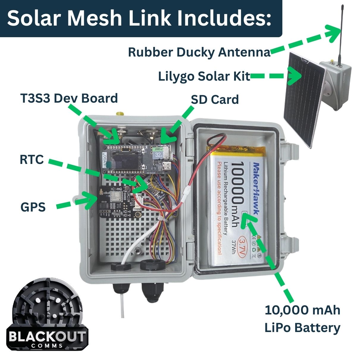 Lilygo T3S3 Solar Mesh Node - Plus GPS/RTC &amp; more, pre-flashed with Blackout Comms
chatters.io/product-page/l…