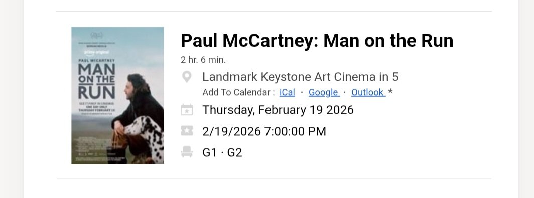 Tix for Paul McCartney documtary secured