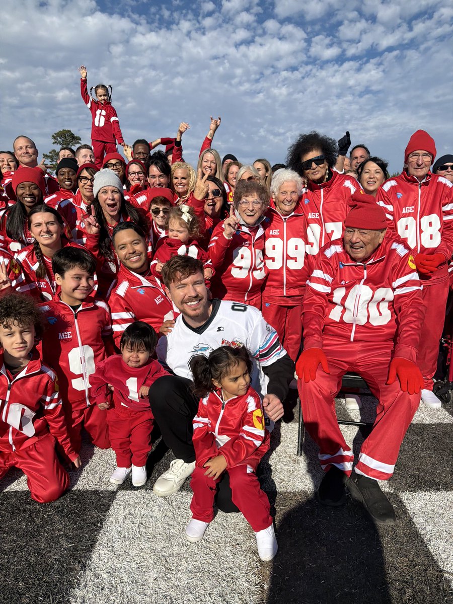 MrBeast's tweet image. I gathered 100 people ages 1 thru 100 and put them thru athletic channels to see what age is peak athleticism! Go Watch!