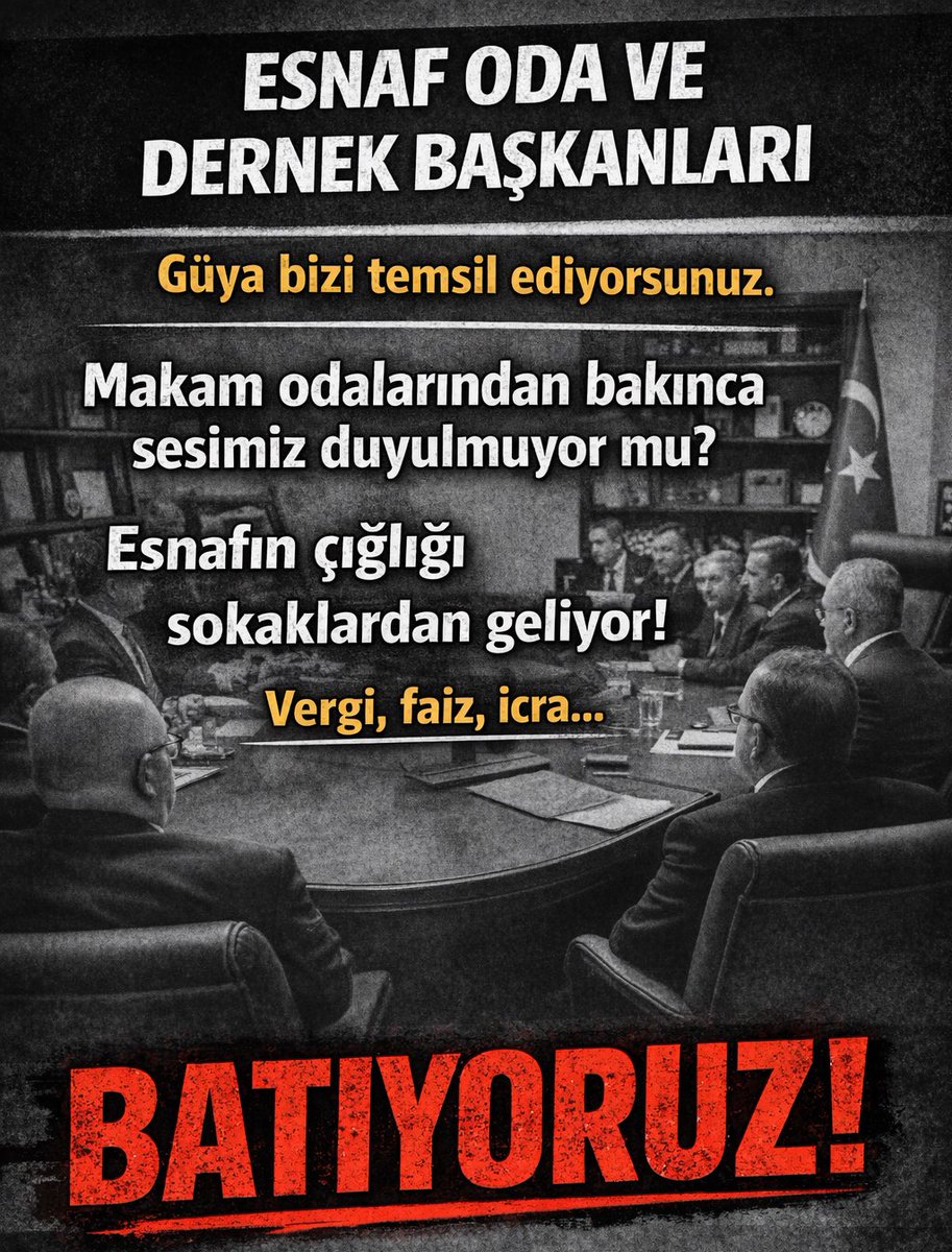 vergisgkmatrahy's tweet photo. ESNAF KAN AĞLARKEN SESSİZ KALAN , 

GÜYA BİZİ TEMSİL EDEN ESNAF VE DERNEK ODA BAŞKANLARI.

SEÇİM ZAMANI DA BİZ SİZİ DUYMAYACAĞIZ.!!

#VergiSGKYapılandırma 
@RHisarciklioglu @B_Palandoken @adlihandere https://t.co/DCJit62Y9N