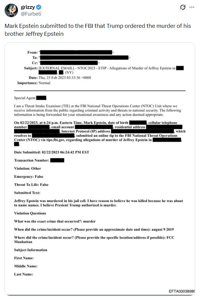 maddenifico's tweet image. Holy shit! Why the hell are we just finding out that Mark Epstein contacted the FBI alleging that it was the pedophile president who had  his brother, Jeffrey Epstein, murdered?!! 😳👇