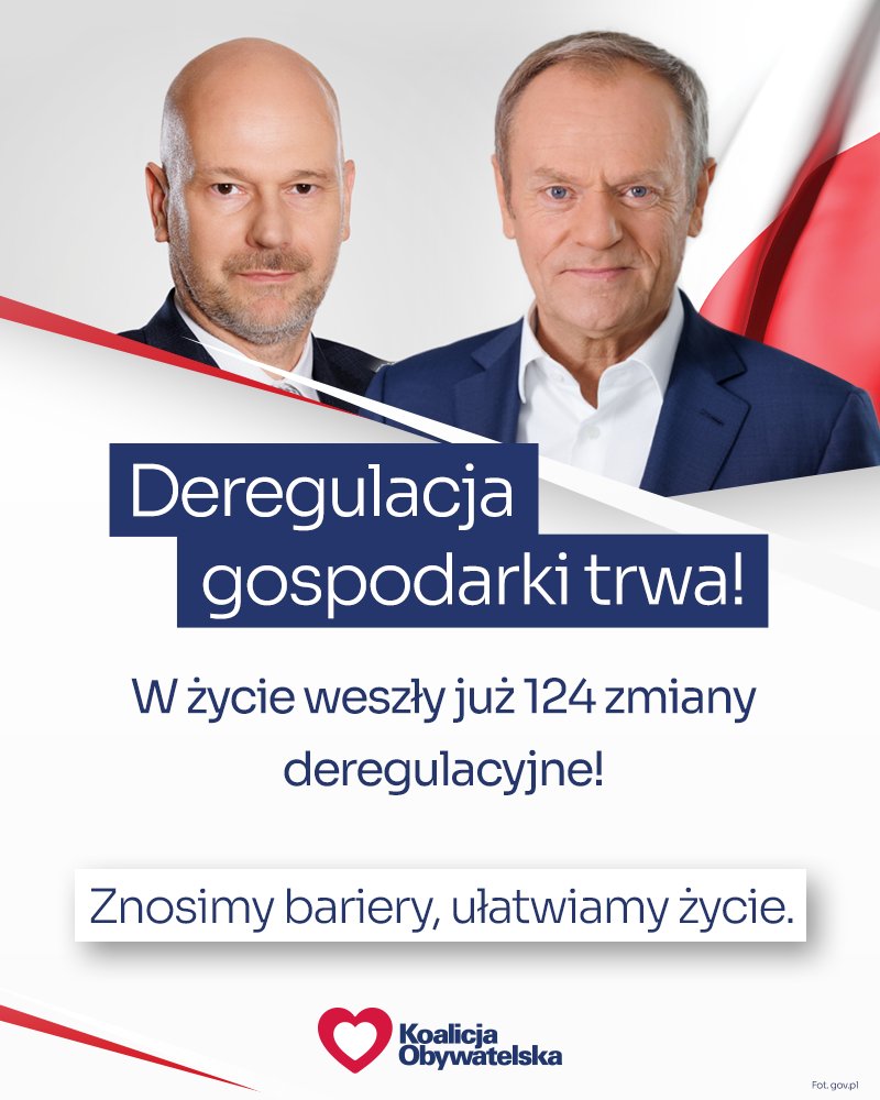 #Deregulacja trwa❗️

Aż 124 zmiany deregulujące polską gospodarkę weszły już w życie ✅