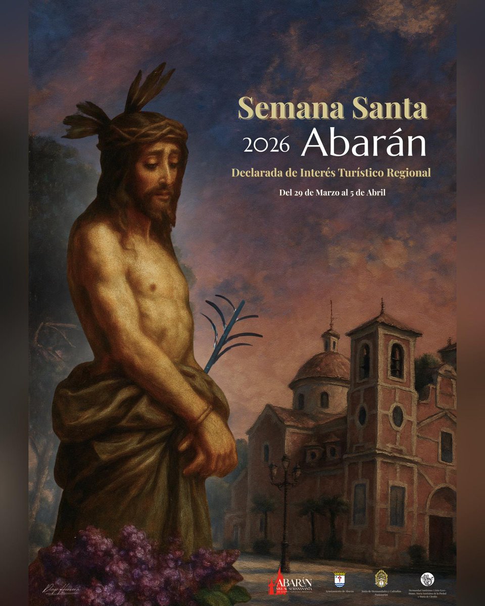 Ae7d's tweet photo. 🎨📜 La Semana Santa de Abarán 2026 presenta su cartel anunciador, obra de Diego Herrera Barqueros dedicado a la Hermandad del Ecce-Homo, que este año conmemora su 75 aniversario.

🔗 Toda la información en nuestra web: https://t.co/wnvcjINRYs #Abarán #Abarandiaadia https://t.co/dwCGMcLF1Q