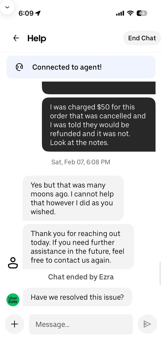 PriscillaLanni's tweet photo. @UberEats why is it that I have to check every order to make sure I’m not being double charged and why am I promised a refund for a cancellation and yet I’m still charged &amp; then this is how I’m treated when I try to get a refund after several times of contacting you. I WANT MY $ https://t.co/teJc1H9j99