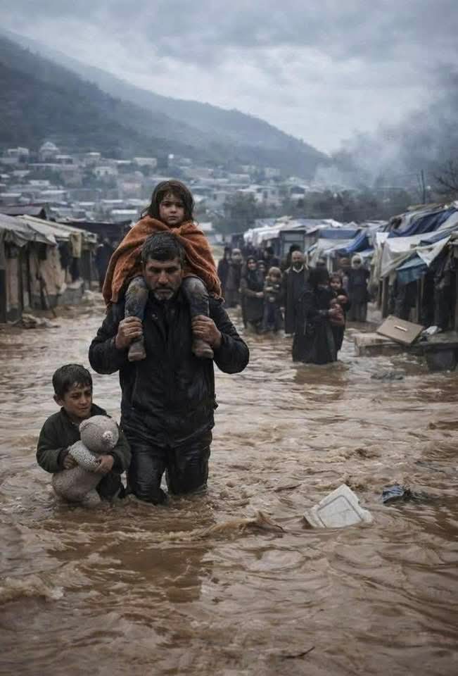 TENTS IN NORTHERN SYRIA HAVE BEEN WASHED AWAY BY FLOODS.
FAMILIES ARE HOMELESS. CHILDREN ARE SHIVERING IN COLD, DIRTY WATER.
THIS IS NOT JUST A NATURAL DISASTER — IT IS A HUMANITARIAN WOUND.
PLEASE DO NOT LOOK AWAY.