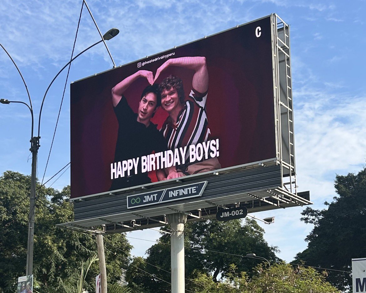 StorrieNation's tweet photo. Billboards for Connor Storrie and Hudson Williams’s birthday this month in Campo de Marte, Peru!

It was a fan project from @heatedrivalrype ❤️

📸 buddievibe via X https://t.co/1Frt6zb3az