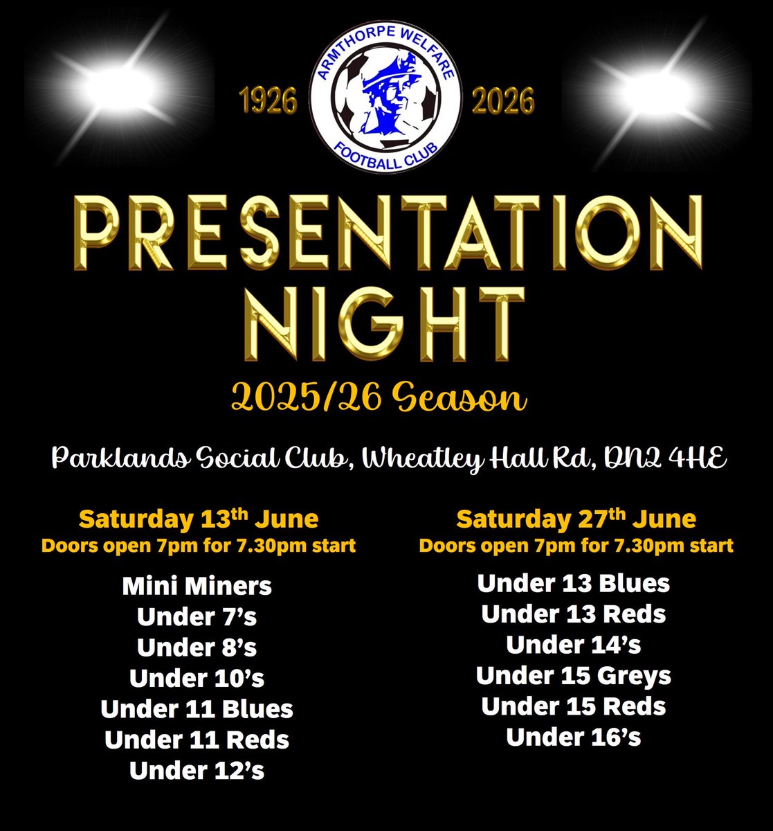WelfareJfc's tweet photo. PRESENTATION NIGHT IS COMING ππͺ©πΊπ₯³
In our Centenary year we want to make this years Presentation Evenings a very special event for our players
Tickets on sale from next Saturday at the Corner Flag Cafe.
#UpTheWellie #100YearsOfFootball https://t.co/XlAPIA6VTW