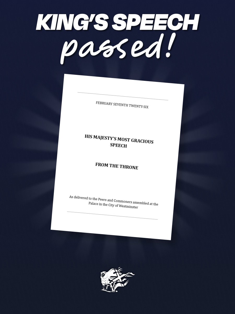 🇬🇧💪 Tonight, Parliament voted in favour of a stable &amp; competent right-wing government.

⚫️🔵 Together, with our partners in the Cavaliers, we will work tirelessly to save our nation from the mess left by the Social Democrats.