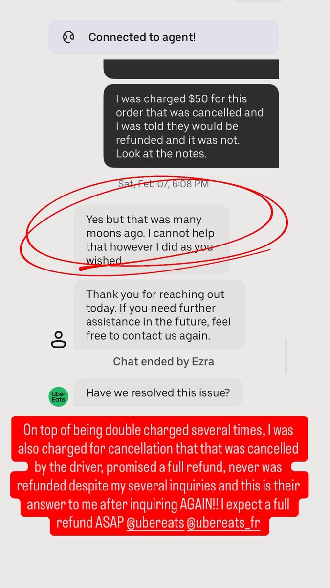 PriscillaLanni's tweet photo. @UberEats @Uber I want my money back. As well as all the double charges on my credit card statement. https://t.co/b8gou4BA7w