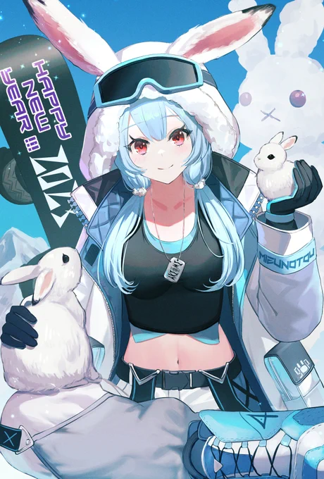 3年前の年賀絵のスノボバニー!