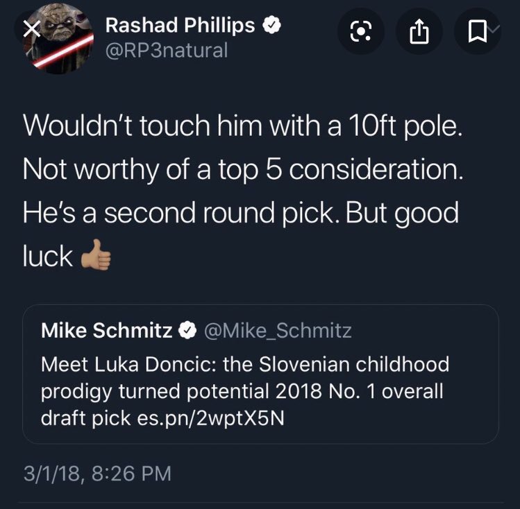 aren’t you guy that said Luka Doncic was a second round pick at best? stop talking about shit you don’t understand