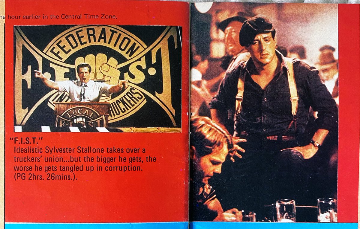 ClassicHBOGuide's tweet image. Pay Cable February 1979 - @TheSlyStallone stars in one of his best yet underrated films in: F.I.S.T. - guide ads, newspaper ad, magazine cover #1970s #Labor #cinema