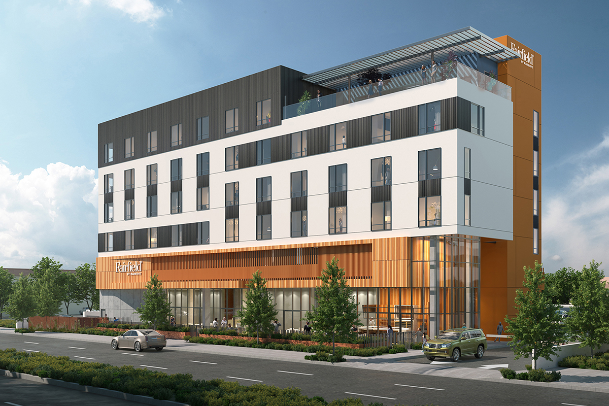 AXISArchDesign's tweet photo. AXIS is pleased to update the construction progress at our Fairfield Inglewood new-build select service hotel project. As of the turn of the year, the hotel’s cement podium had already been poured and set, with framing on the second and third floors already well underway. https://t.co/ff4cSsbgQn