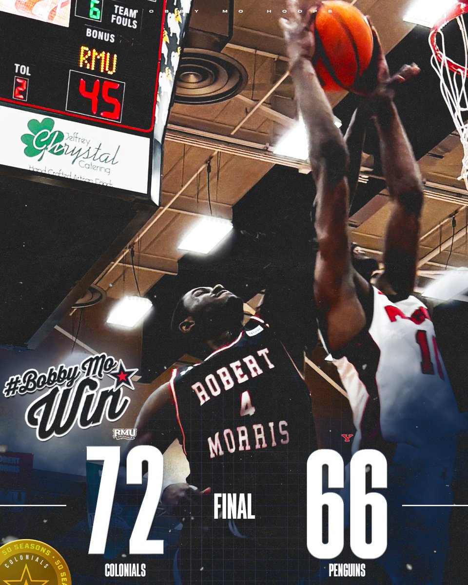 RMUMBasketball's tweet photo. That's a #BobbyMo 𝐖𝐈𝐍! #GRIT #HLMBB https://t.co/3ERe1OxENA