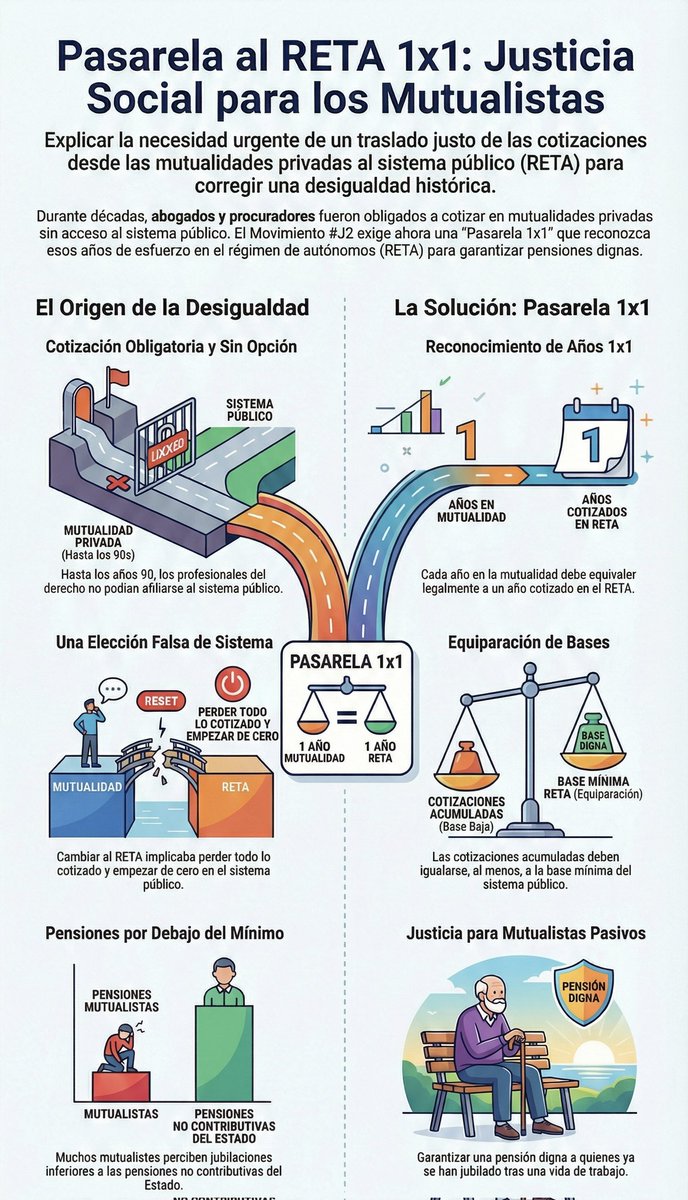 Desde <a href="/MovimientoJ2/">@Movimiento#J2</a> seguimos explicando la necesidad de hacer justicia social con los abogados y procuradores atrapados en las Mutualidades alternativas. El Gobierno "progresista" de <a href="/sanchezcastejon/">Pedro Sánchez</a> y <a href="/SaizElma/">Elma Saiz</a> en 3 años no le ha encontrado solución. #PasarelaAlReta1X1ParaTodos