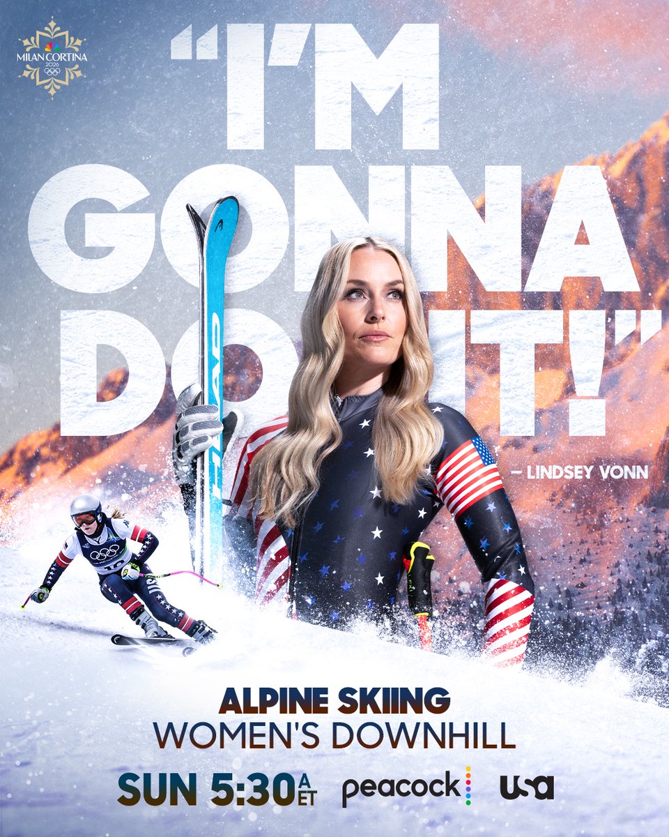 The Lindsey Vonn story continues. ✨

📺: Sunday 5:30a.m. ET on Peacock and USA