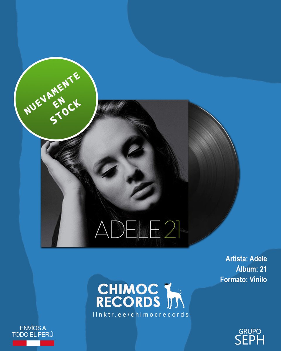 ChimocRecords's tweet photo. ¡Nuevamente disponible en stock! ❤️
Adele - 21
Vinilo nuevo y sellado
➡️ Precio: S/ 135

#adele #adele21 https://t.co/J3mcIboBF5
