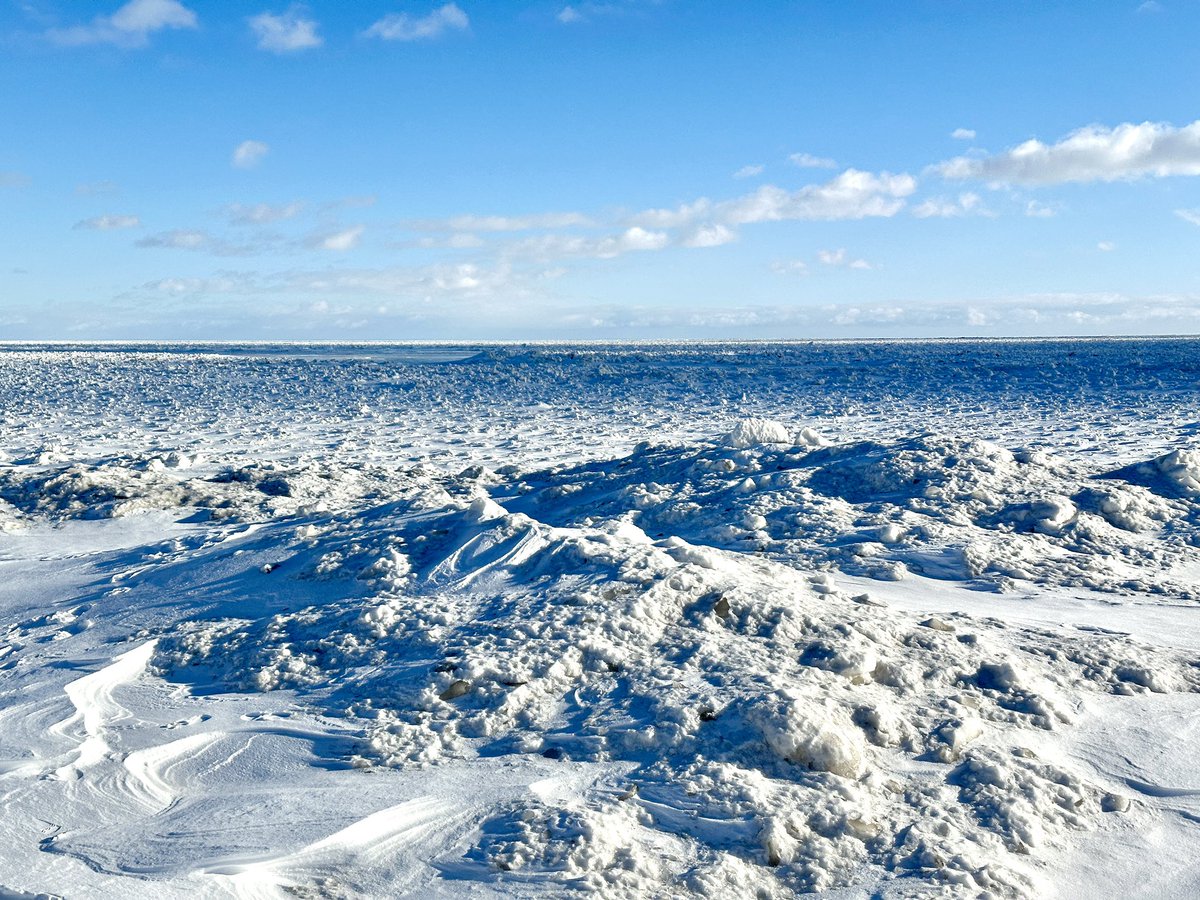 AlJDugan's tweet photo. We were very cold during our walk at Long Point today. But, the scene was spectacular. We had the beach to ourselves! #LongPoint #LakeErie #Beach #Ice https://t.co/lnDdmPhL0K