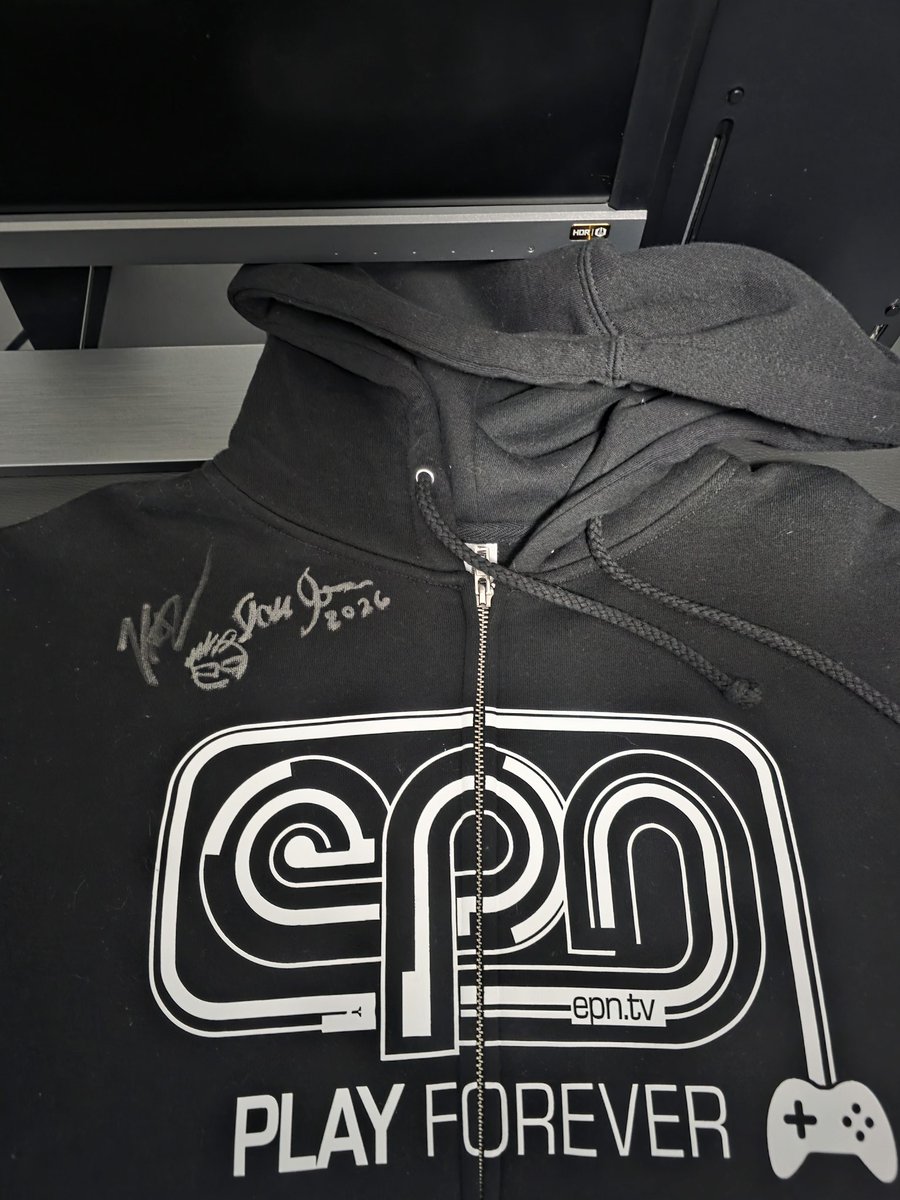 GameSeekerX's tweet photo. @Victor_Lucas my son's #EPN hoodie is complete! 🎮 🤩 #playforever #dynamicduo #legends https://t.co/UXWtzendeS
