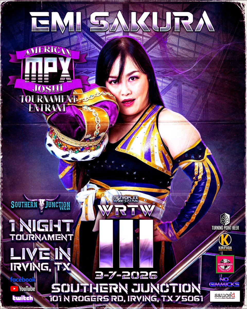 AthenaPalmer_FG's tweet photo. .@MPXWrestling
Oh hey !!! 

International Legend an THE Queen @EmiSakura_gtmv is coming to #MPXWRTW3 March 7th 

Tickets are going fast 
https://t.co/ojqz2WNEeX https://t.co/2Twp7VhRtR