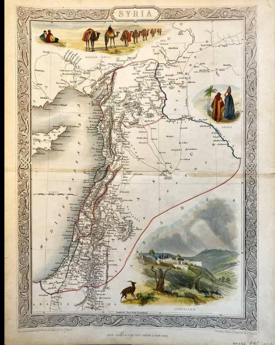 Mahmod_Kolo's tweet photo. خريطة لـسوريا الطبيعة عام 1850 تم شراؤها من متجر للكتب والخرائط النفيسة في لندن كانت حينها سورية الطبيعة مقسمة إداريا إلى ولايات: حلب, دمشق, طرابلس, عكار, وغزة.
أماالقدس فقد كانت ضمن ولاية دمشق..
📝 مهمة ملاحظة
  الشام  مذكورة بالانجيل
فَذَاعَ خَبَرُهُ فِي جَمِيعِ سُورِيَّةَ. فَأَحْضَرُوا إِلَيْهِ جَمِيعَ السُّقَمَاءِ الْمُصَابِينَ بِأَمْرَاضٍ وَأَوْجَاعٍ مُخْتَلِفَةٍ، وَالْمَجَانِينَ وَالْمَصْرُوعِينَ وَالْمَفْلُوجِينَ، فَشَفَاهُمْ." (مت 4: 24).
🔔 اشـ ـترك في قناتنا على التليغرام الرابط تحت 
https://t.co/ddlZbKoabp🔴