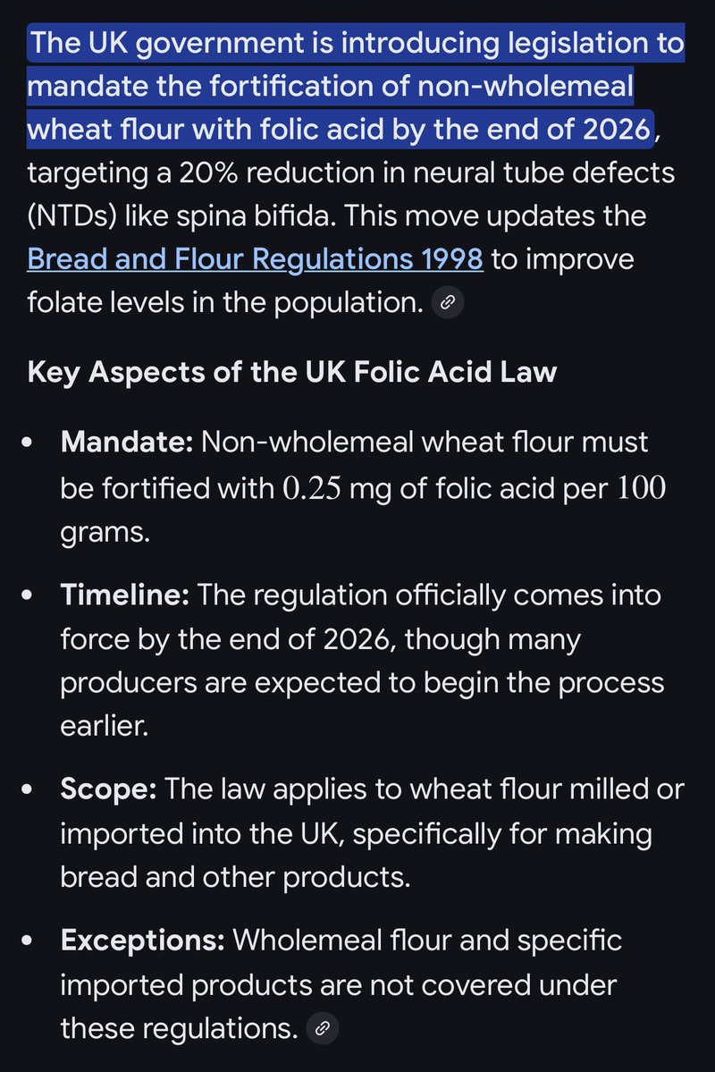 You will have extra folic acid !!!! The government says so !