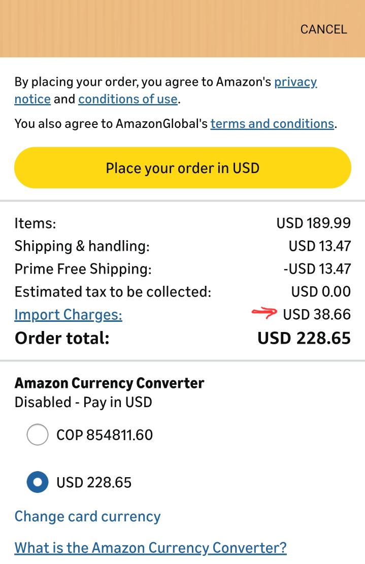 DunBrak's tweet photo. @DIANColombia @Diegozamor72162 @amazon @CaracolRadio Por qué se siguen aplicando cargos de importación en Amazon para comprar a Colombia, no es solo un artículo pero todos de 50.00 USD a 199.99USD a pesar de su suspensión? @amazon https://t.co/TjHmytP8ga