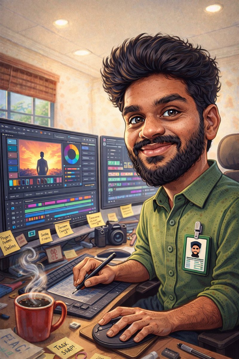 SuryaTVK_PY's tweet image. Create a caricature of me and my job based on everything you know about me ♥️✨🤌

#videoeditor #graphicdesigner #freelancer #Photography