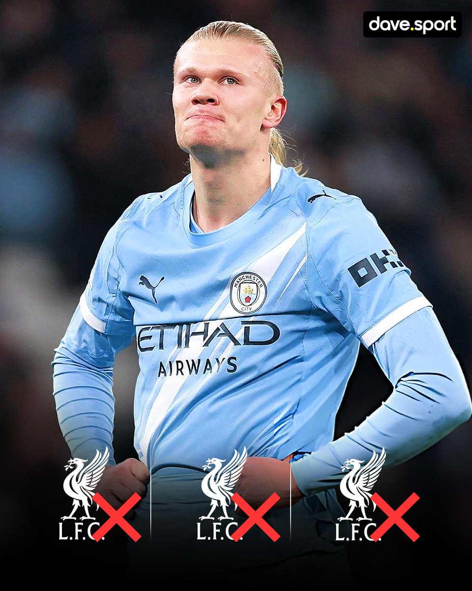 👀 Erling Haaland has failed to score in his last three games at Anfield.

 Will the next game at Anfield be different? ⚽🤔