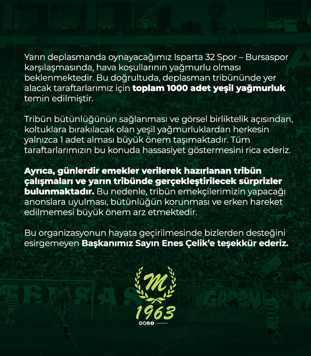 Tüm taraftarlarımıza önemle duyurulur! 📢