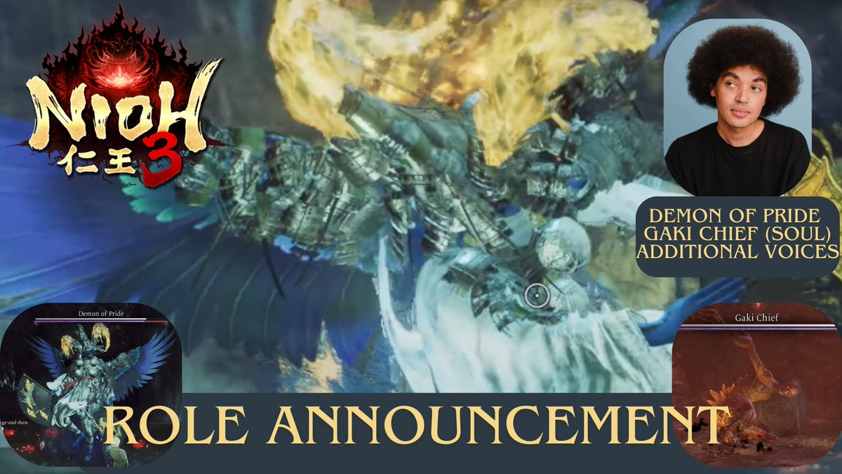 JJ11818's tweet photo. ✨Role Announcement✨
Thrilled to announce that I voice Demon of Pride, Gaki Chief (Soul), and additional voices in #Nioh3 - still can't believe it!
Thank you so much to @Lightfadersound for this amazing opportunity!
#voiceacting #videogame #AAAgame #dubbing #voiceactor https://t.co/bMcts1KzsA