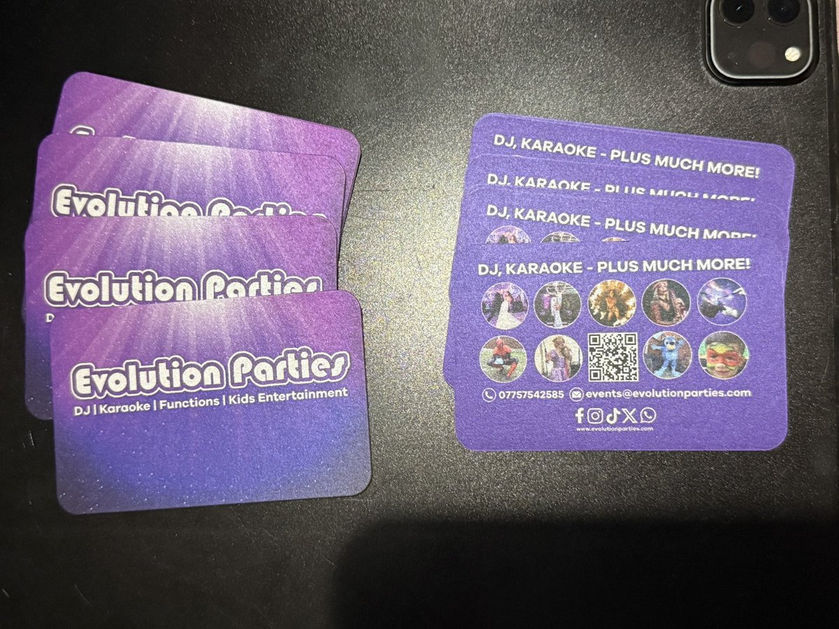 EvoParties's tweet photo. New business cards arrived today 🥳 

#DJ #MobileDisco #Karaoke #KidsEntertainment  #Party https://t.co/f0YcZpaAky